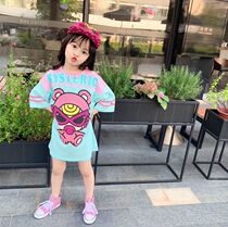 Summer new net celebrity parent-child dress mother-daughter loose dress girls western style long and short sleeve T-shirt skirt tide