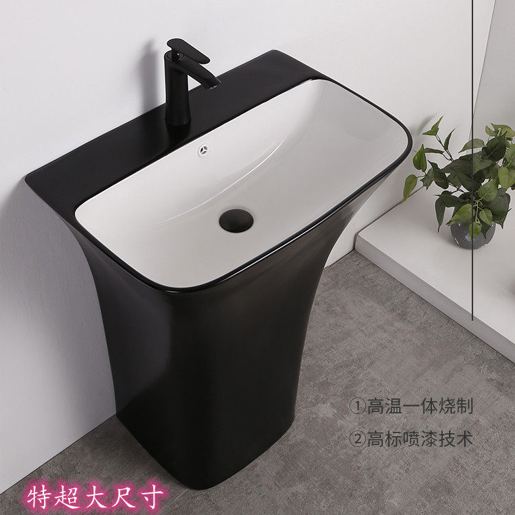 Simple super-large size ceramic column basin washbasin washbasin integrated floor-to-ceiling balcony washbasin