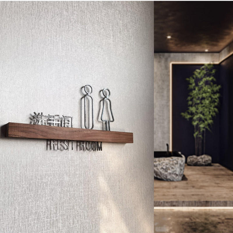 Bathroom Door Cards Customised Metal Men And Women Make-up Room Logo Toilet Signs Upscale Wooden WC Cue Cards