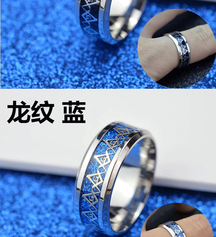 Nhẫn nam Nhật Bản thời trang độc đoán thời trang nam nhẫn đầy màu sắc cá tính thời trang nhẫn thép titan với phụ kiện