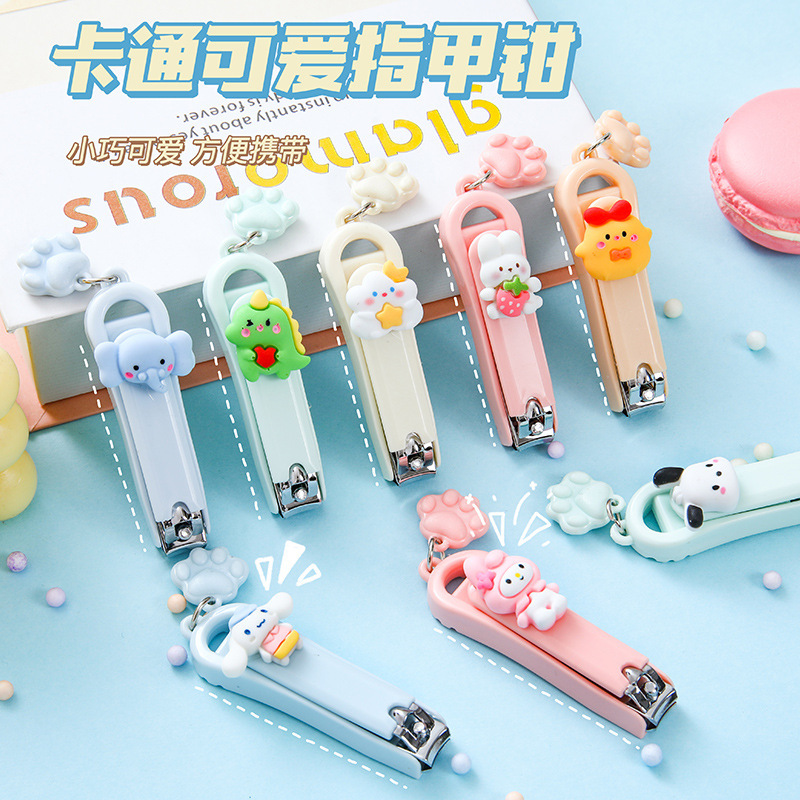 Cute Cartoon Cat Paw Pendant Nail Clippers for Girls, Anti-Splash Nail Clippers, Home Creative Folding Manicure Nail Clippers