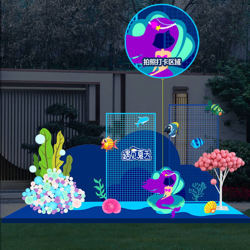 Outdoor mall summer Mei Chen scene arranged hot balloon decoration pile creative dp point window exhibition hall