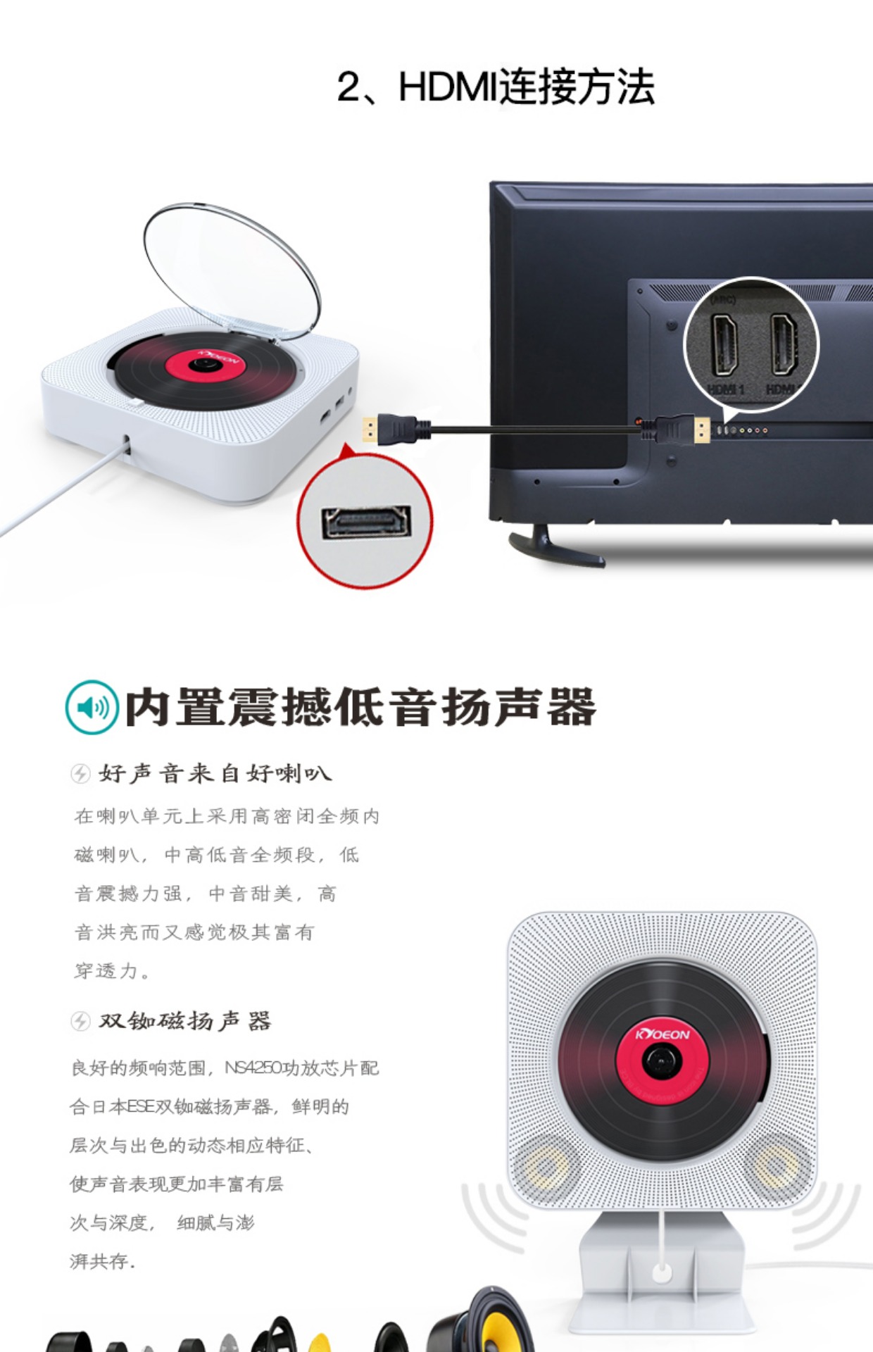 CD Repeater Wall Mount DVD Player Bluetooth Radio Dvd Loa Sinh viên trước khi học Tiếng Anh CD Player - Trình phát TV thông minh bộ thu sóng wifi từ xa