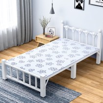 Folding bed home single bed iron wood bed rental house simple bed adult office lunch bed