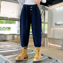 Girls jeans and trousers 2022 autumn new casual trousers trousers harem style girls show thin legs