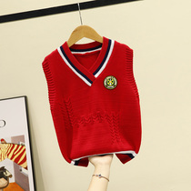 Girls sweater knitted vest childrens vest 2020 spring and autumn clothing for big boys and girls sweater pure cotton vest shoulder tide