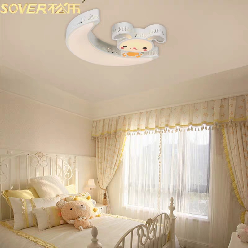 Song Wei children's room ceiling bedroom lamp cartoon warm girl simple kindergarten lamp changeable light moon rabbit
