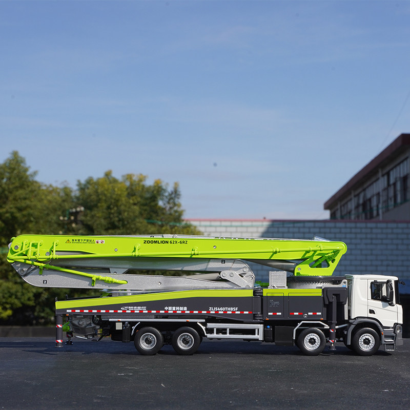 1:38 Zoomlion 62X-6Rz Lingyun Concrete Pump Truck Scania Engineering Machinery Alloy Model