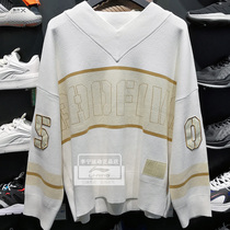 Li Ning sweater 2020 new womens loose fashion all-match V-neck warm pullover knitted line sweater AMBQ014