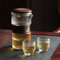 Japanese glass portable travel tea set set simple glass anti-scalding belt filter tea quick guest Cup