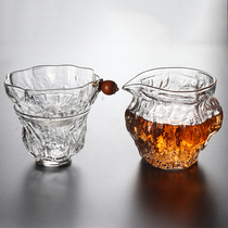 Glass Road cup tea leak set one tea Sea single hammer pattern male cup walnut grain heat-resistant tea divider
