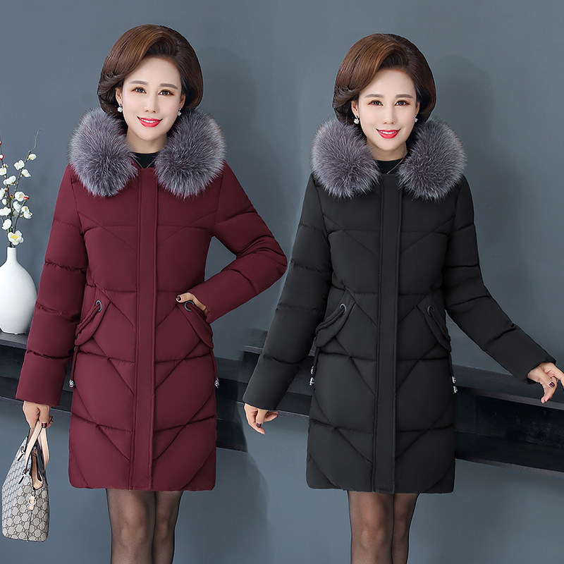 景绪2019冬装新款羽绒棉服外套洋气中长款中老年女棉服时尚棉袄服