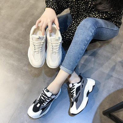 ins网红超火百搭加绒老爹鞋女