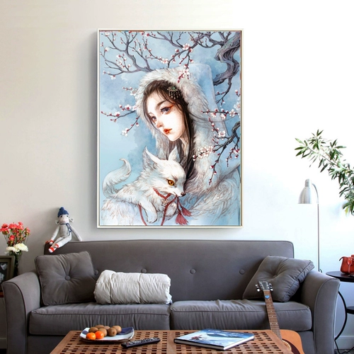 Живопись алмаза полная алмаза 5d Dot Diamond Cross Stitch 2020 Гостиная спальня Маленькая простая мультфильма Древняя ветряная девушка