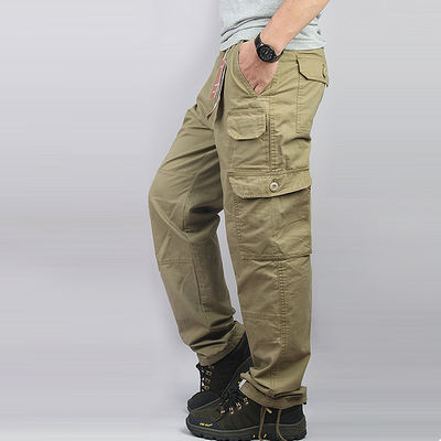 Spring and summer outdoor casual pants, tactical pants, loose, large-sized, multi-pocket men's pants, workwear pants, long pants, thin, straight, breathable