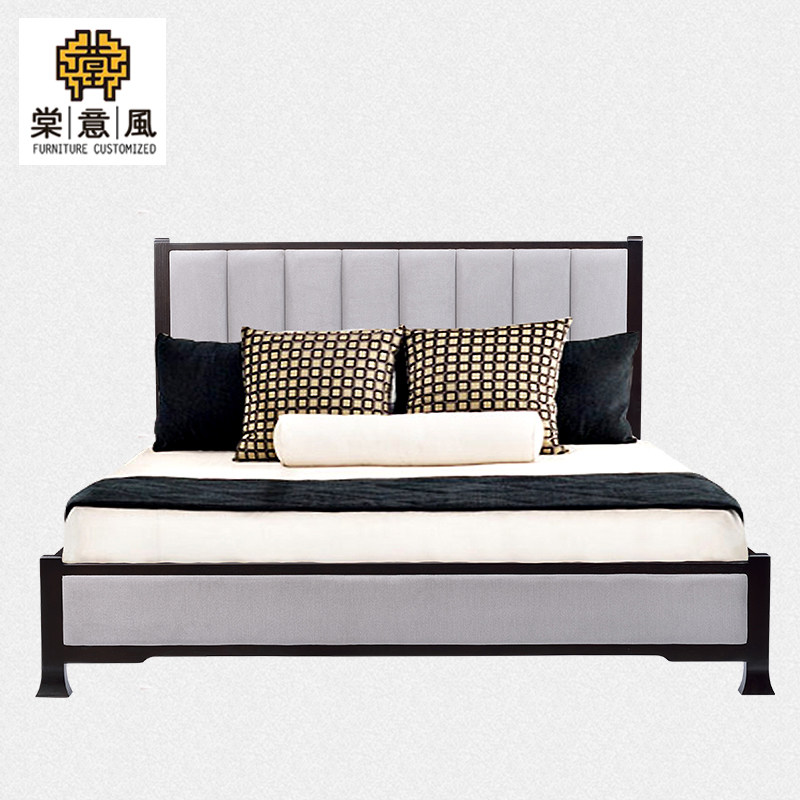 New Chinese solid wood bed 1 8m soft pack soft - reliable sample room double bed bedroom modern minimal furniture can be customized