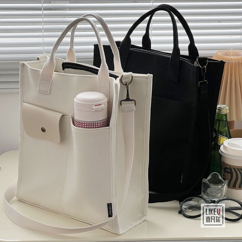 Original LAOSHU Stylish and Artistic Simple Commuter Single-Shoulder Crossbody Canvas Bag Korean Version ins Harajuku Style Casual Tote Bag