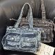 Korean style retro washed denim tote bag