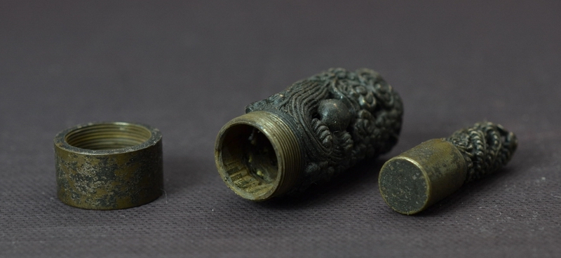 Dragon and phoenix button set chapter (printing surface diameter 15-height 34mm inner printing diameter 8mm-height 27mm) Antique color