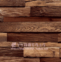 Imitation wood grain wall paper 3D visual stereo perception crossbar dark wood panel background wallpaper effect super good Korea