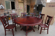 Solid wood dining table and chair combination big round table and chair kit solid wood Restaurant Hotel Villa farmhouse table and chair customized