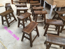 Ancient elm solid wooden stool square saddle stool old elm bench