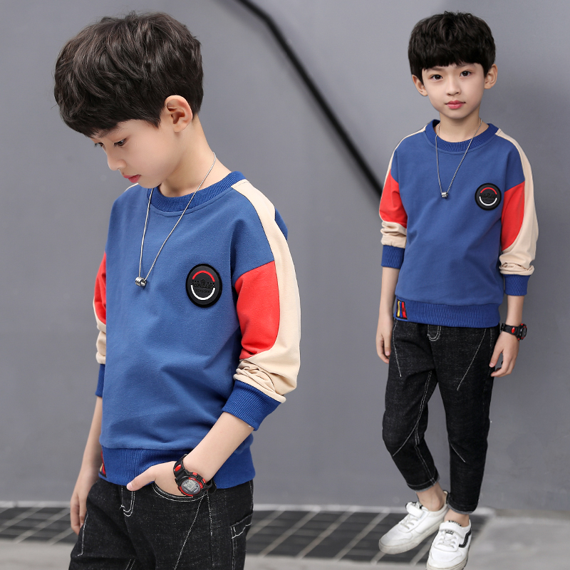 Boy boy dress Spring autumn boy Long sleeves T-shirt Children CUHK Pure Cotton Autumn Clothes Sweatshirt Undershirt Blouse Thin