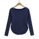 Xiaoru European and American Style Solid Color Basic Round Neck Long-Sleeve T-Shirt for Women, Casual Sun-Protective Cover-Up, Loose Curved Hem Base Shirt