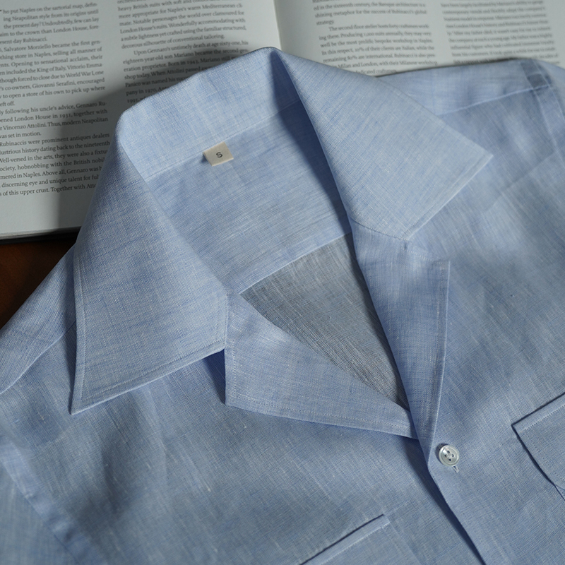 Naples Italian-Style Shirt, Casual Cuban Collar Short-Sleeved Linen Shirt, 23-Stitch High-Density Stitching Naples Italian-Style Shirt, Casual Cuban Collar Short-Sleeved Linen Shirt, 23-Stitch High-Density Stitching