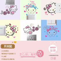 Hello Kitty KT Cartoon wall Sticker Electric Car Sticker Socket Sticker Korean Switch sticker Luggage sticker Art