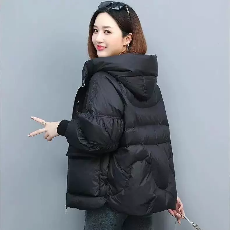 Короткая модная пуховик с пухом, корейский стиль, oversize, увеличенная толщина