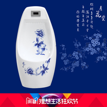 Wall-mounted intelligent automatic induction color urinal hand painted hand color Chinese style blue and white porcelain urinal