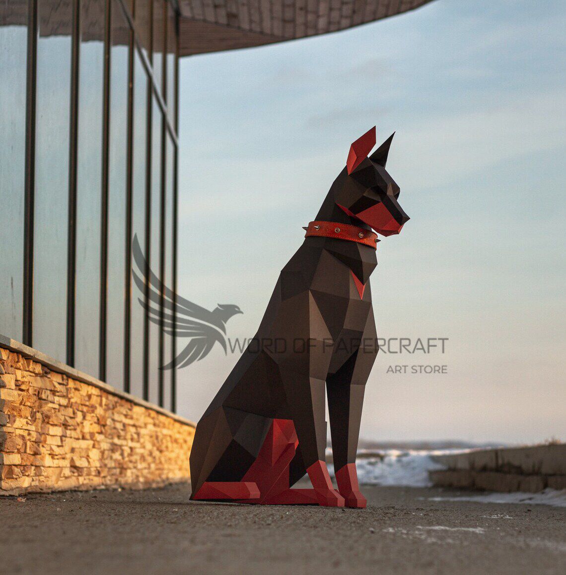 鳳凰 杜賓犬狗狗動物3d紙模型diy手工紙模擺件玩具幾何折紙立體構成 露天拍賣