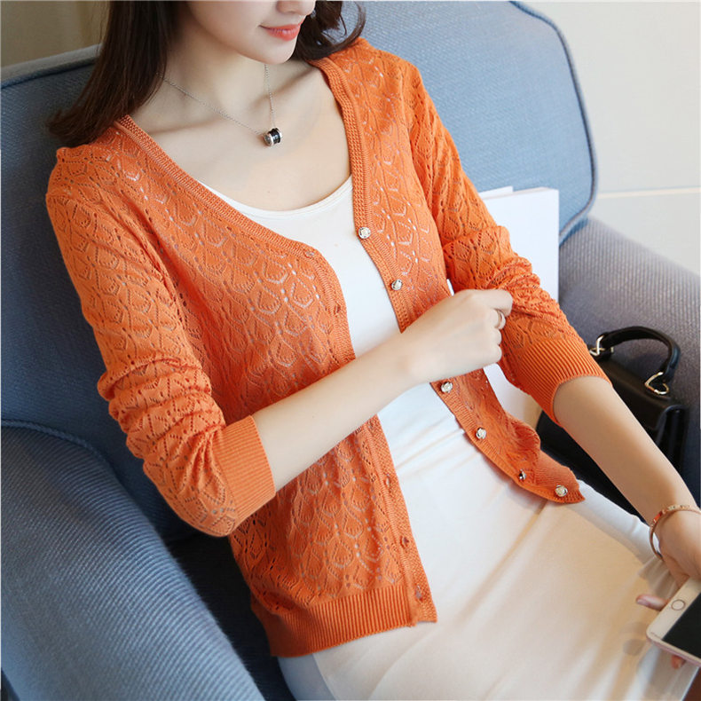 Đặc biệt hàng ngày áo len mỏng nữ áo len cardigan 2018 mùa hè mỏng phần quần áo chống nắng quần áo ngắn điều hòa áo khoác len nữ