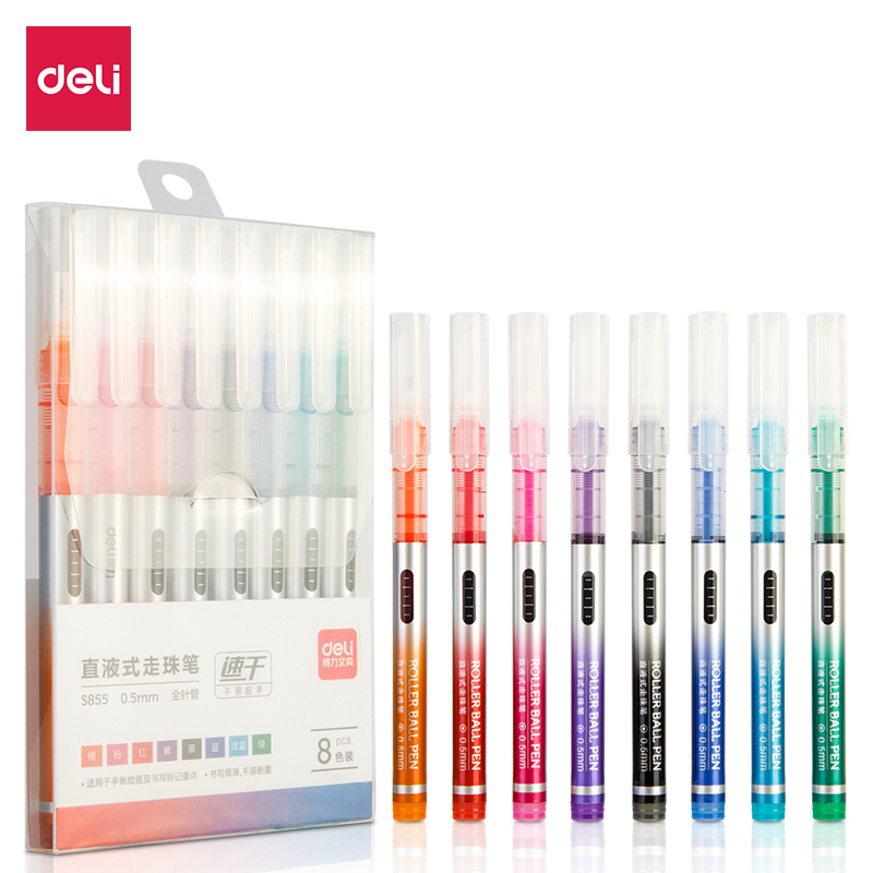 Able Color Speed Dry Straight Liquid Type Water-based Ballpoint Pen 8 Sets 0 Of 5mm 5mm Full-Tube Pen S855 Hand Ledger Mark