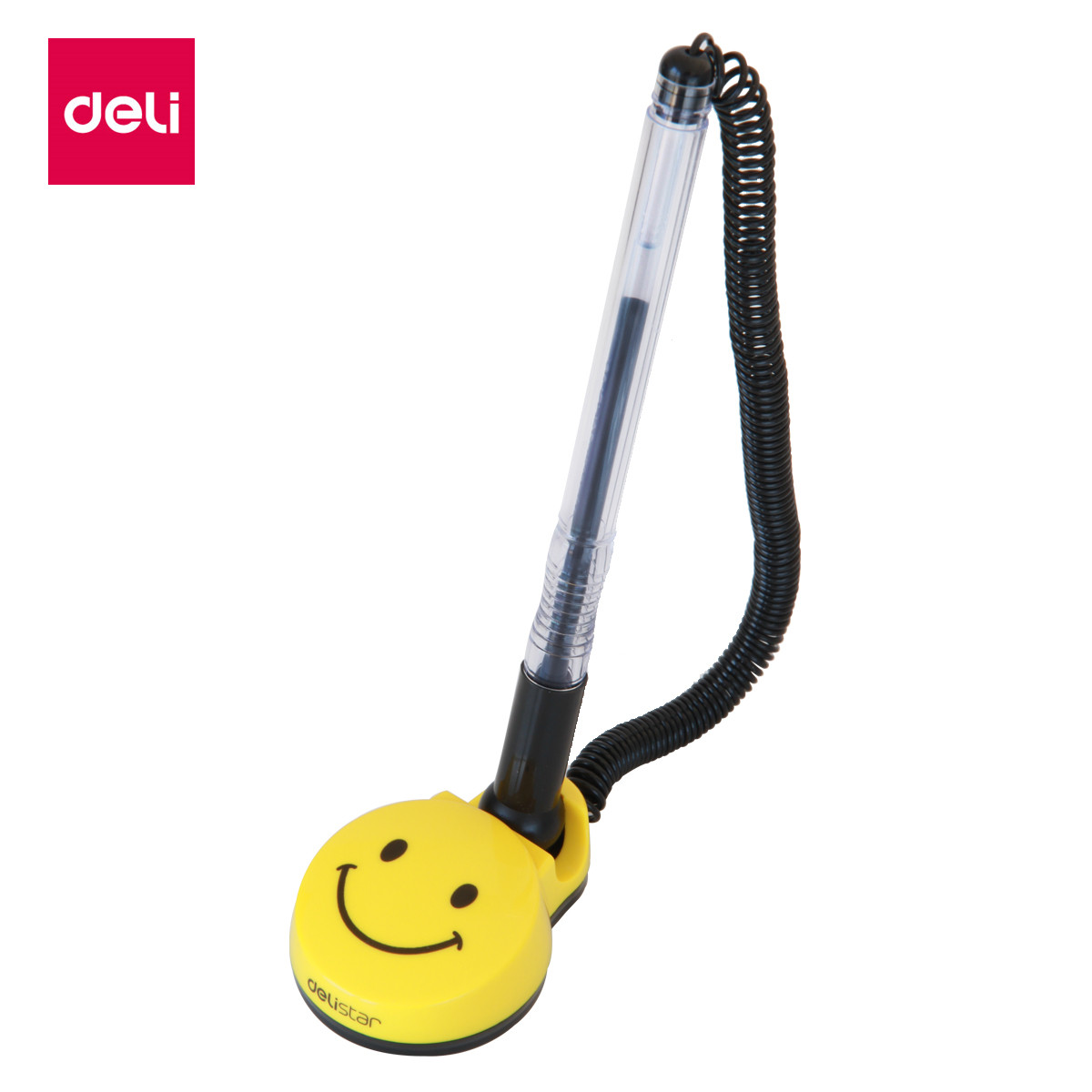 Deli 6793 Smile pedestal pen Gel pen 0 5mm black smiley face can be glued to the counter bar fixed signature pen