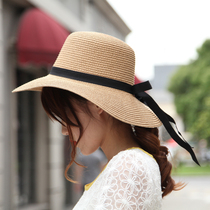 Summer Niang Niang with Japanese straw hat foldable sunscreen beach sunshade flanging fisherman hat straw hat cover woman