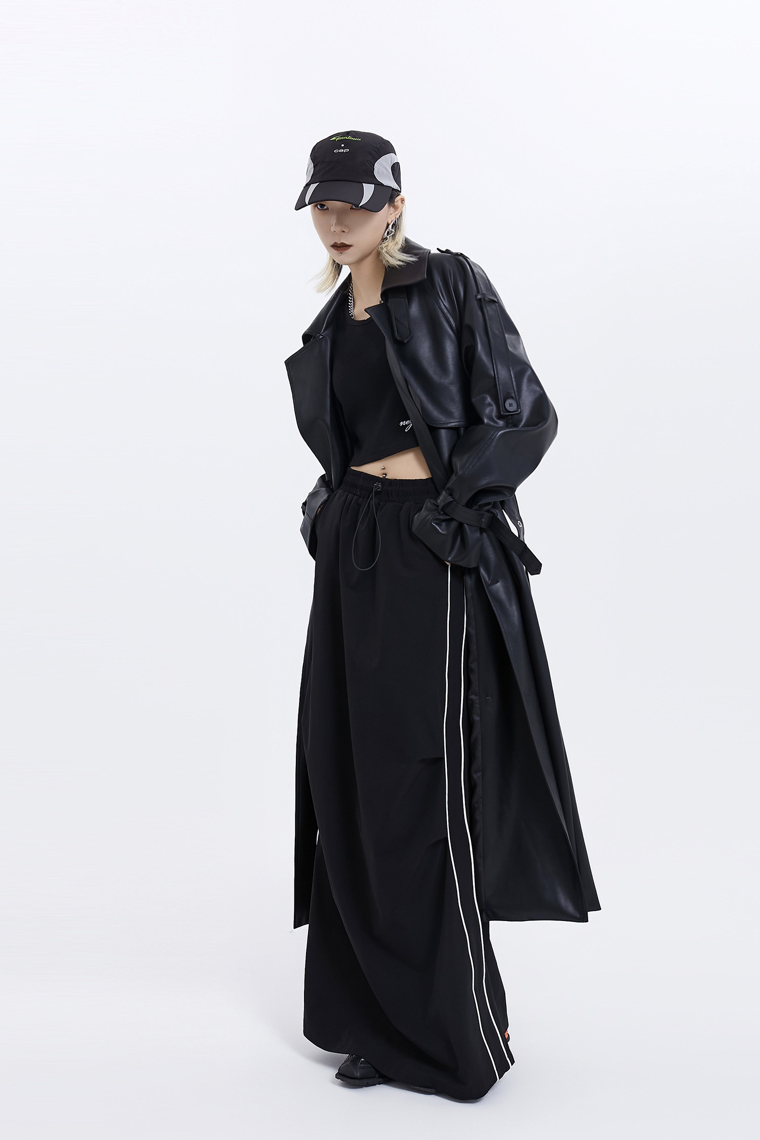 ADAgril Black Leather Trench Coat Women Retro Biker Long Windbreak Jackets Loose Korean Style Fashion Autumn Winter Clothes New