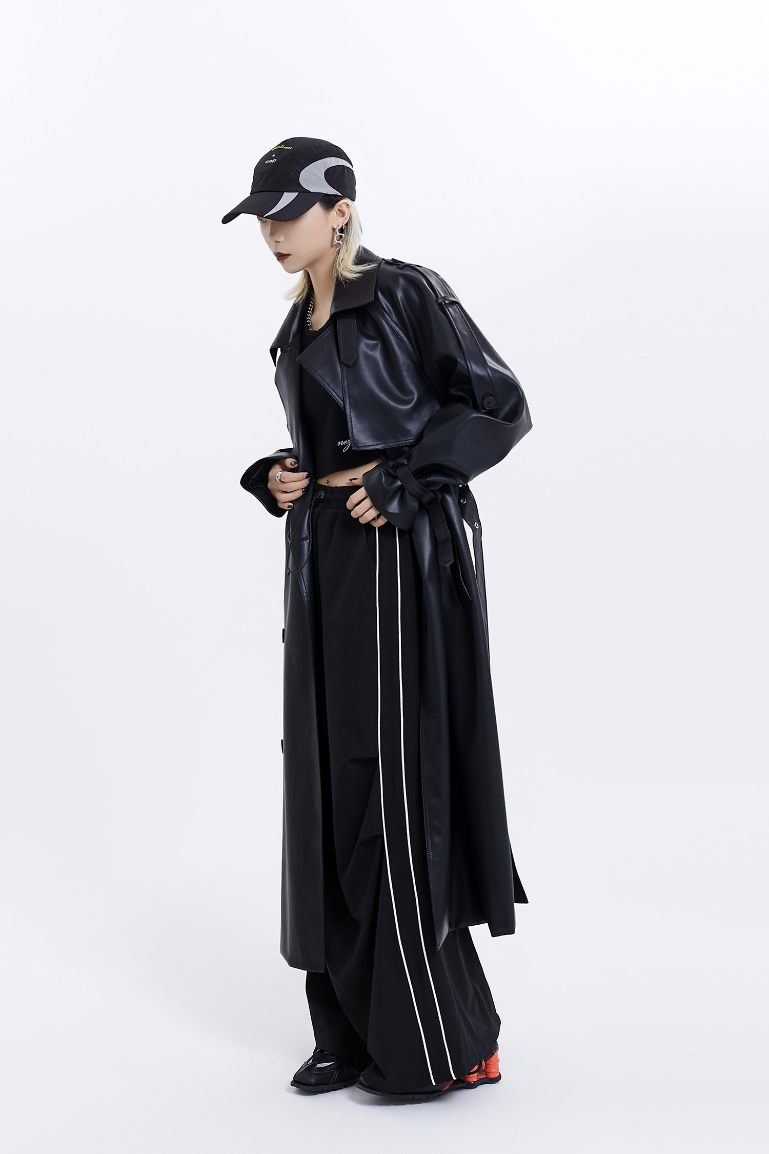 ADAgril Black Leather Trench Coat Women Retro Biker Long Windbreak Jackets Loose Korean Style Fashion Autumn Winter Clothes New
