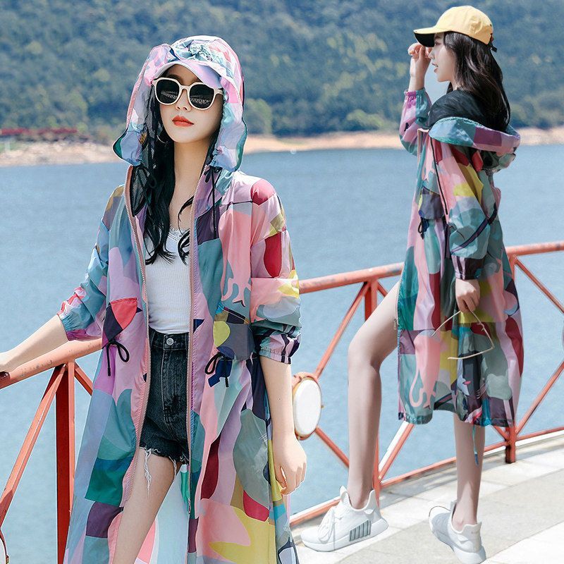 New Style Sun Protection Clothing for Women, Summer Mid-Length Loose Korean Style Windbreaker, Uv Protection, Electric Vehicle Hooded Sunshade Clothing for Outer Wear New Style Sun Protection Clothing for Women, Summer Mid-Length Loose Korean Style Windbreaker, Uv Protection, Electric Vehicle Hooded Sunshade Clothing for Outer Wear