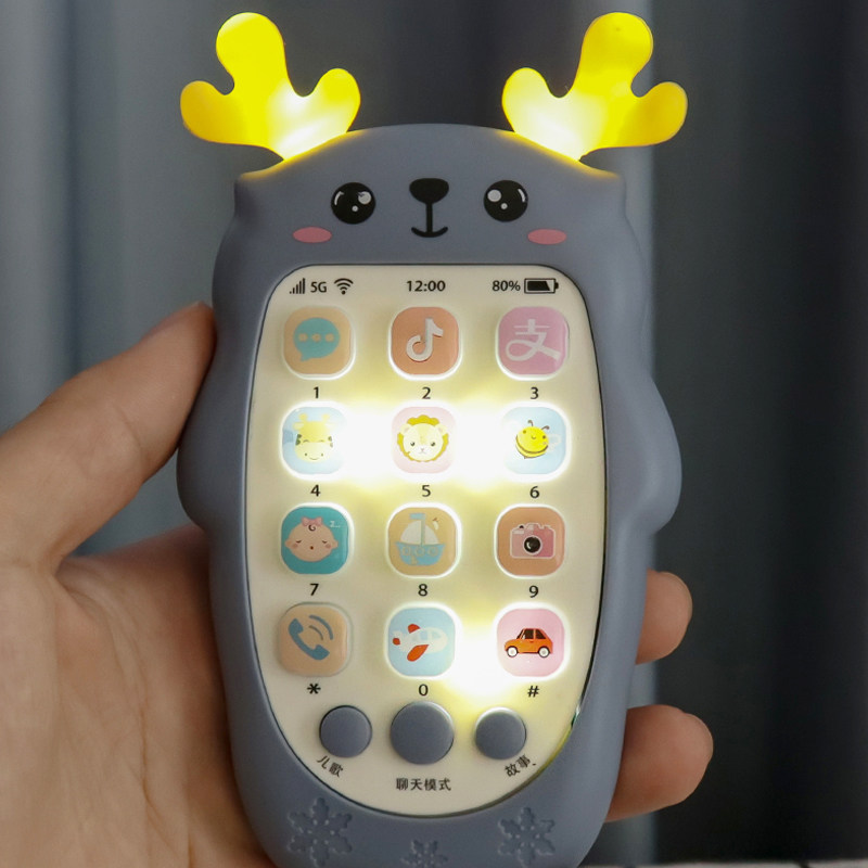 Baby music mobile phone toys boys and girls can bite gear gear accident machine baby 0-1-2 years old simulation 3 phone puzzle