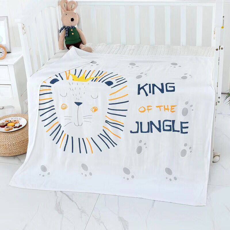 Baby bath towel bamboo fiber cotton double-layer gauze children's towel is soft absorbent kindergarten cover blanket summer thin