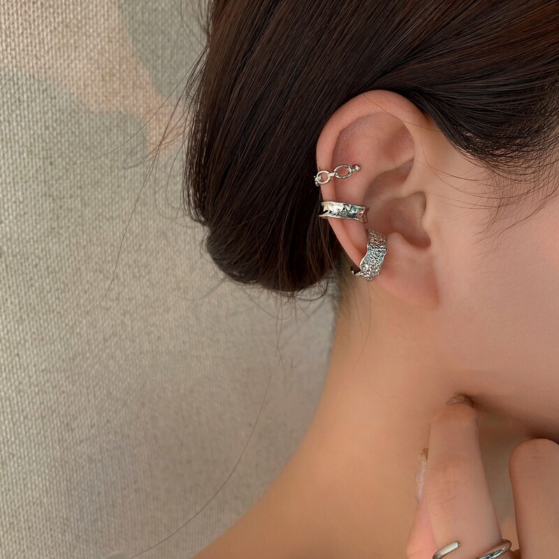 Korean net red irregular metal ear clips female simple cold wind ear bone clip temperament niche ear accessories