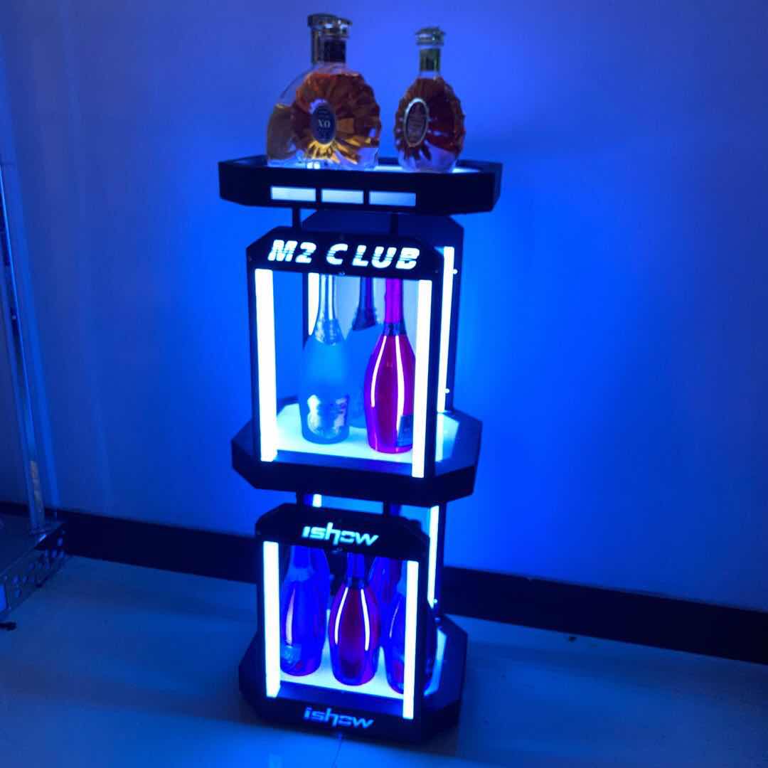 Bar double-layer luminous wine seat wine rack wine cup rack hanger upside down wine glass red wine inverted cup hanger three-layer wine holder