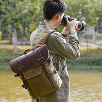 New professional outdoor camera bag shoulder leather European and American retro digital camera backpack single shoulder SLR bag travel