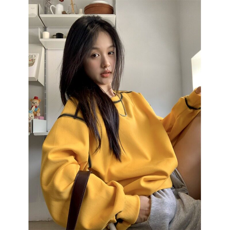 小众设计感撞色扎染圆领卫衣女秋季2025新款，宽松休闲不挑人还能穿出氛围感！ 卫衣 淘宝好物网 