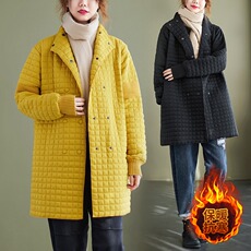 Женская утепленная куртка 秋冬文艺纯色中长款保暖羽绒服大码宽松时尚遮肚显瘦上衣外套女