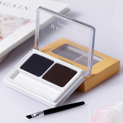 Bicolor eyebrow powder waterproof perspiration without falling out of color one-word eyebrow pen beginners natural persistent double-effect eyebrow powder