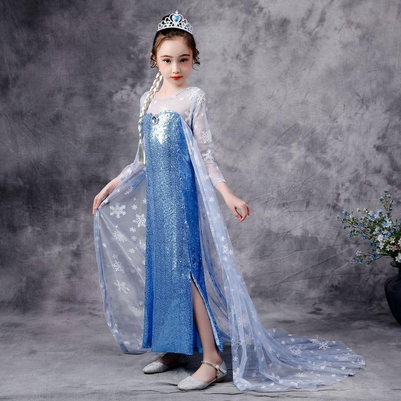 艾莎公主裙女童夏季万圣节爱莎连衣裙子冰雪奇缘衣服elsa艾沙礼服 — 21