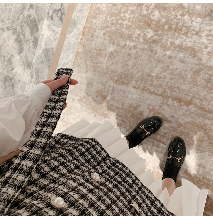 VK旗艦店 韓系修身顯瘦小香風拼接假兩件長袖洋裝